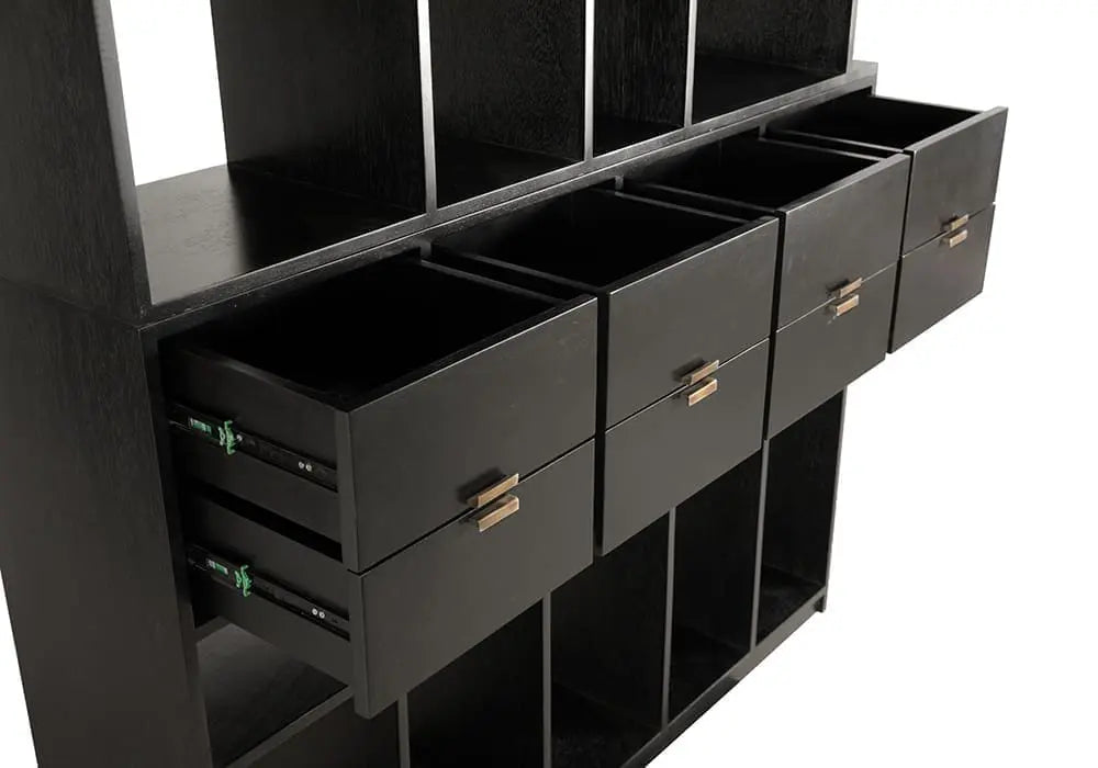 Noir Grobius Bookcase, Hand Rubbed Black