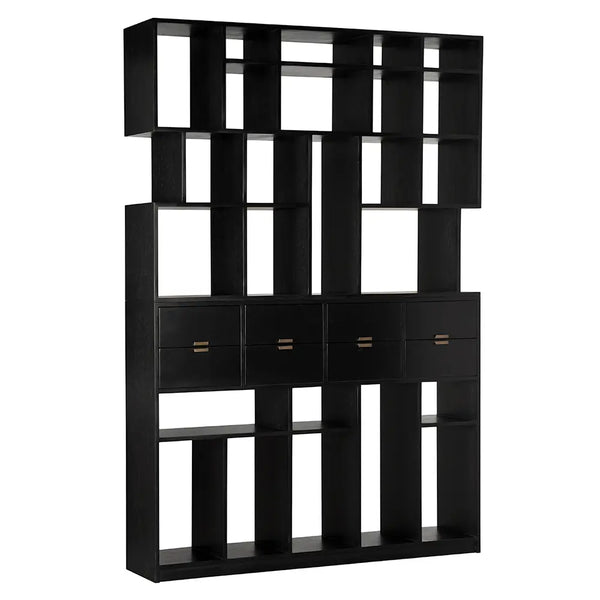 Noir Grobius Bookcase, Hand Rubbed Black