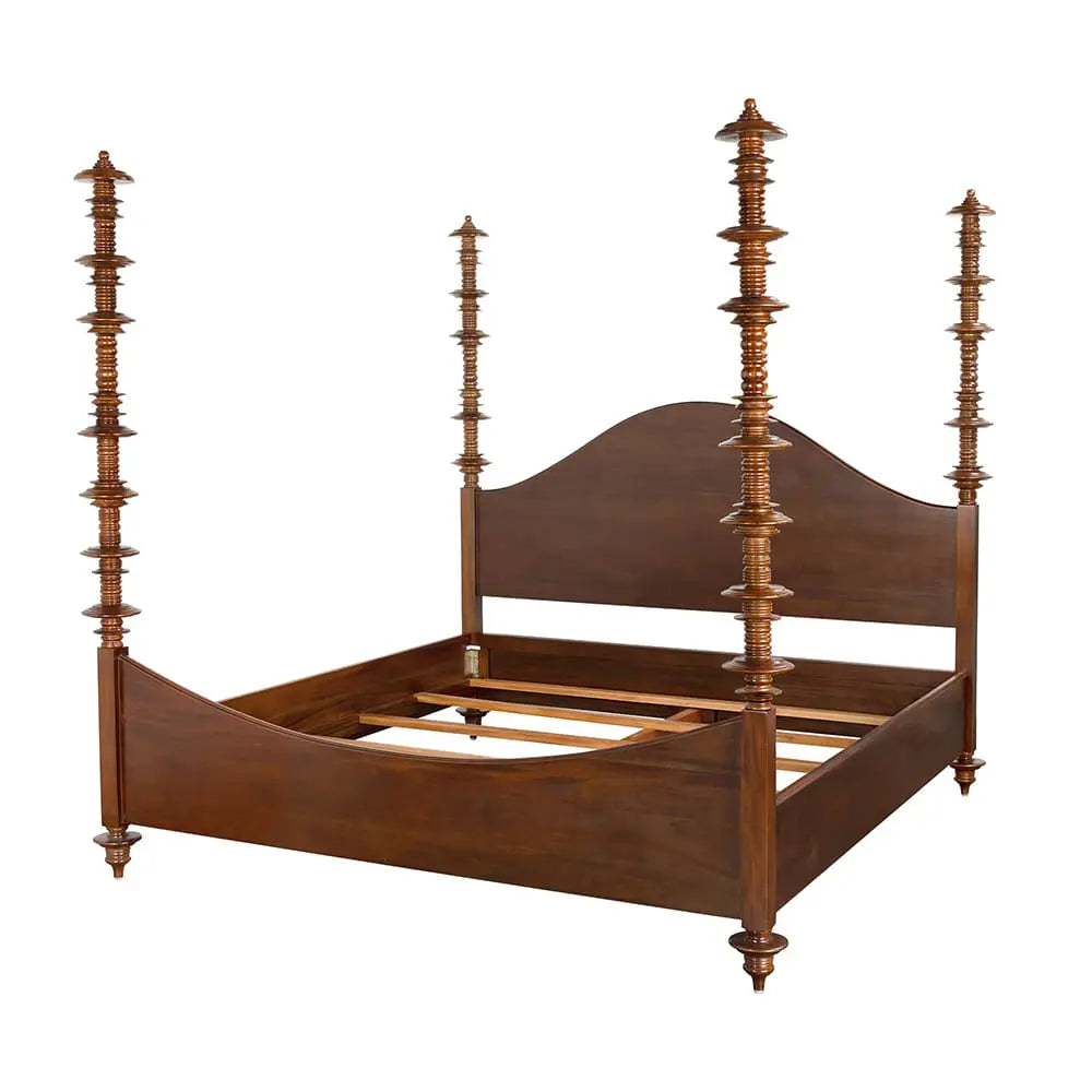 Noir Ferret Bed Eastern King, Hand Rubbed Brown