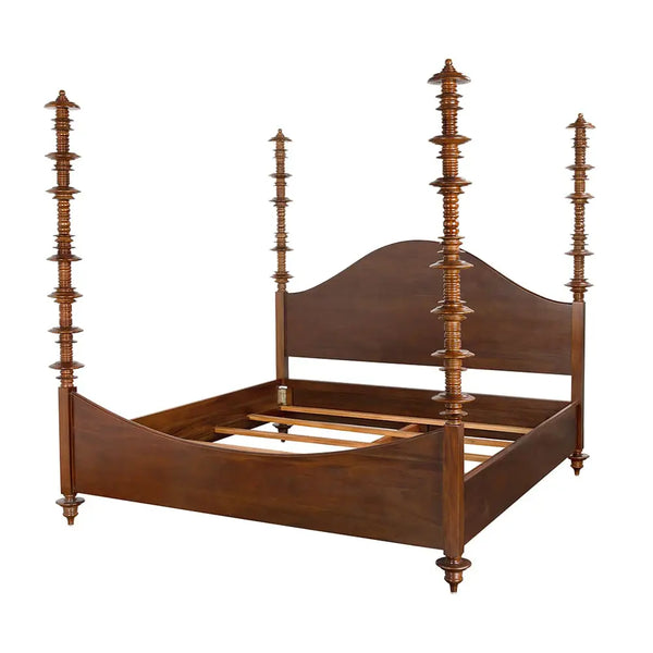 Noir Ferret Bed Eastern King, Hand Rubbed Brown