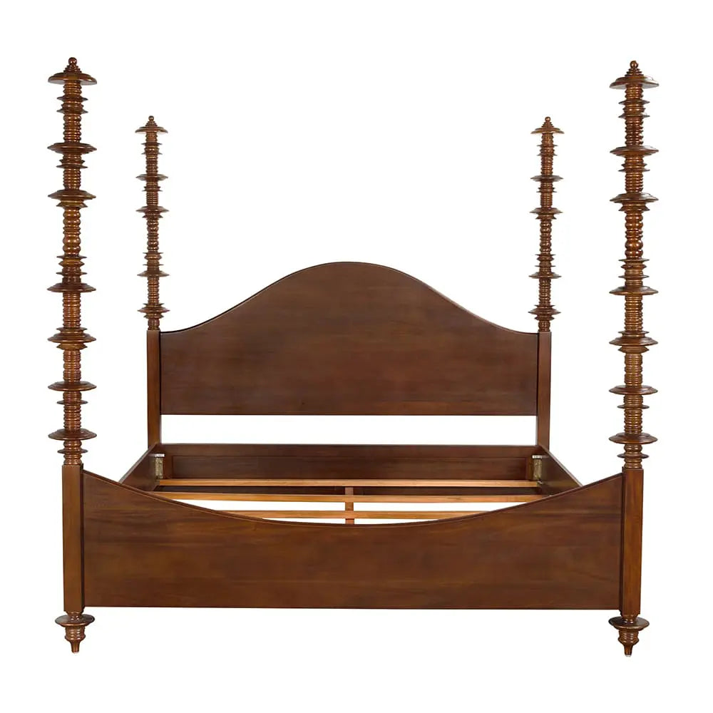 Noir Ferret Bed Eastern King, Hand Rubbed Brown