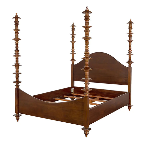 Noir Ferret Bed Queen, Hand Rubbed Brown