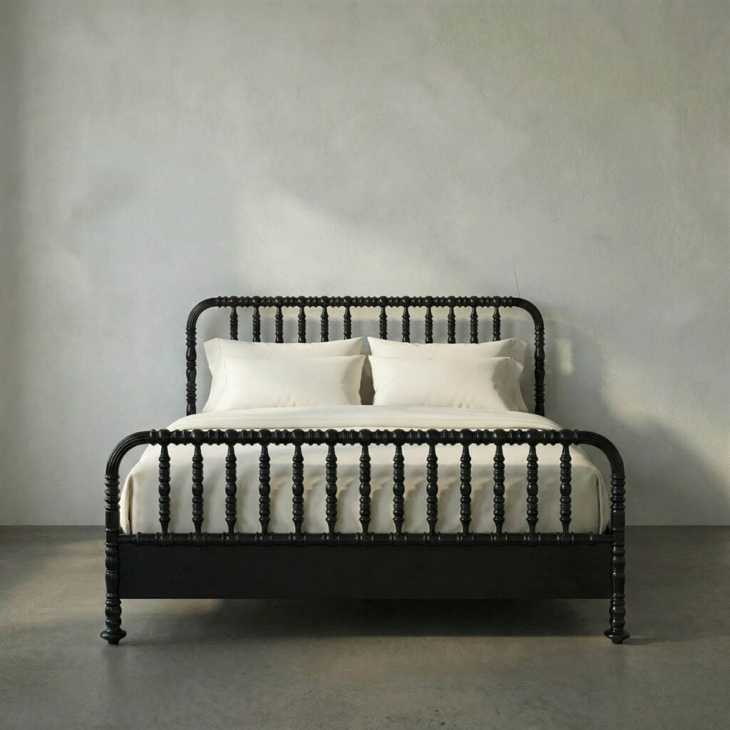 Noir Bachelor Bed, Eastern King, Hand Rubbed Black