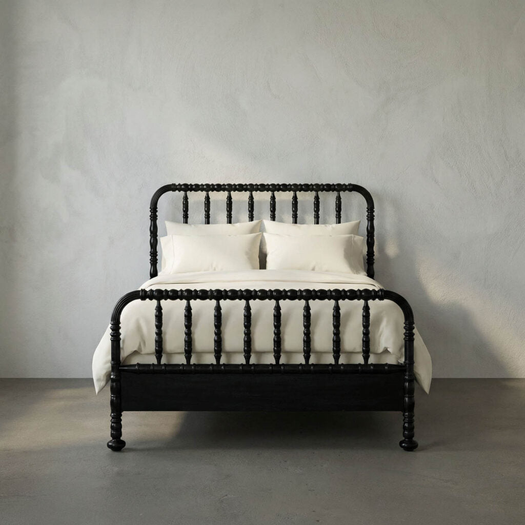 Noir Bachelor Bed, Queen, Hand Rubbed Black