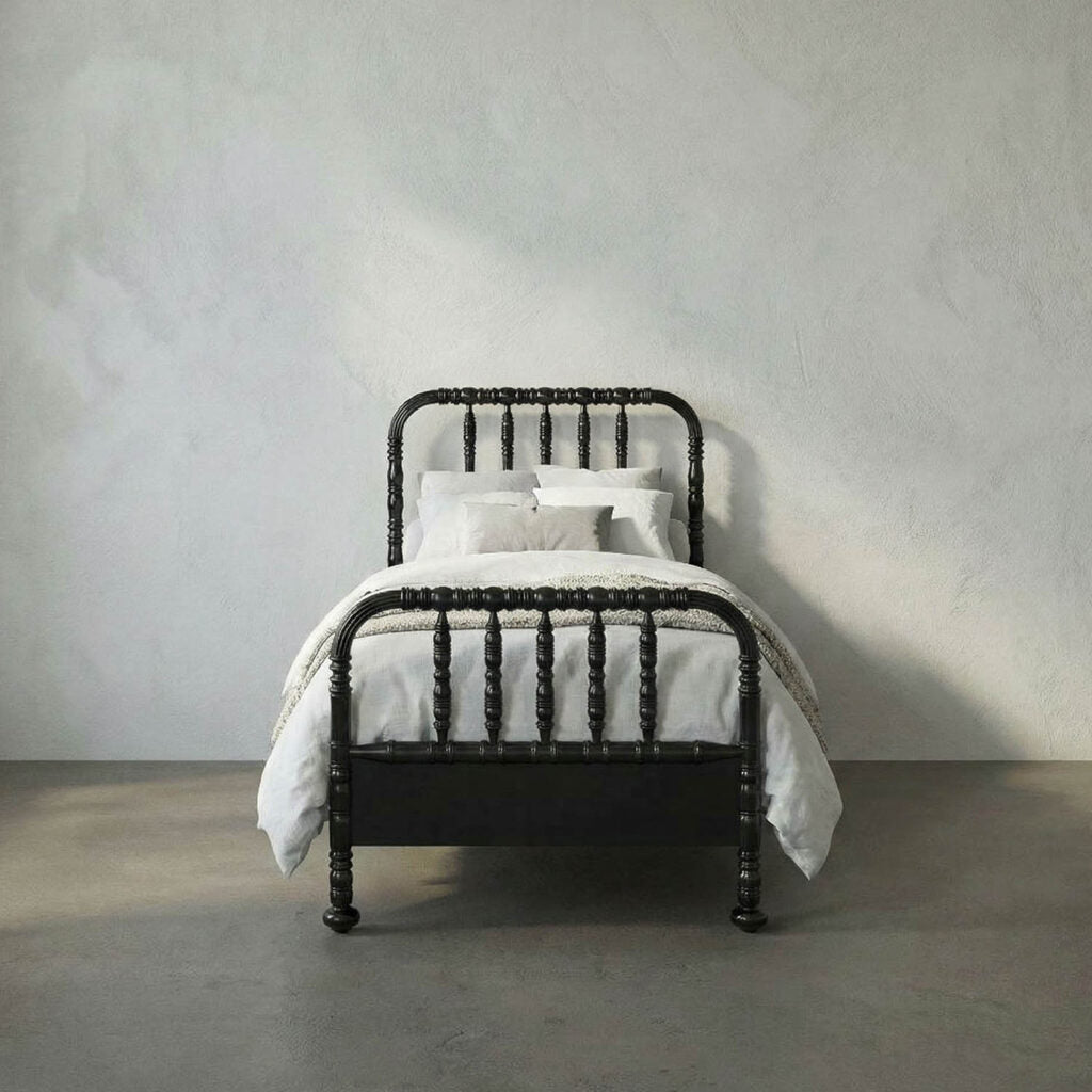 Noir Bachelor Bed, Twin, Hand Rubbed Black