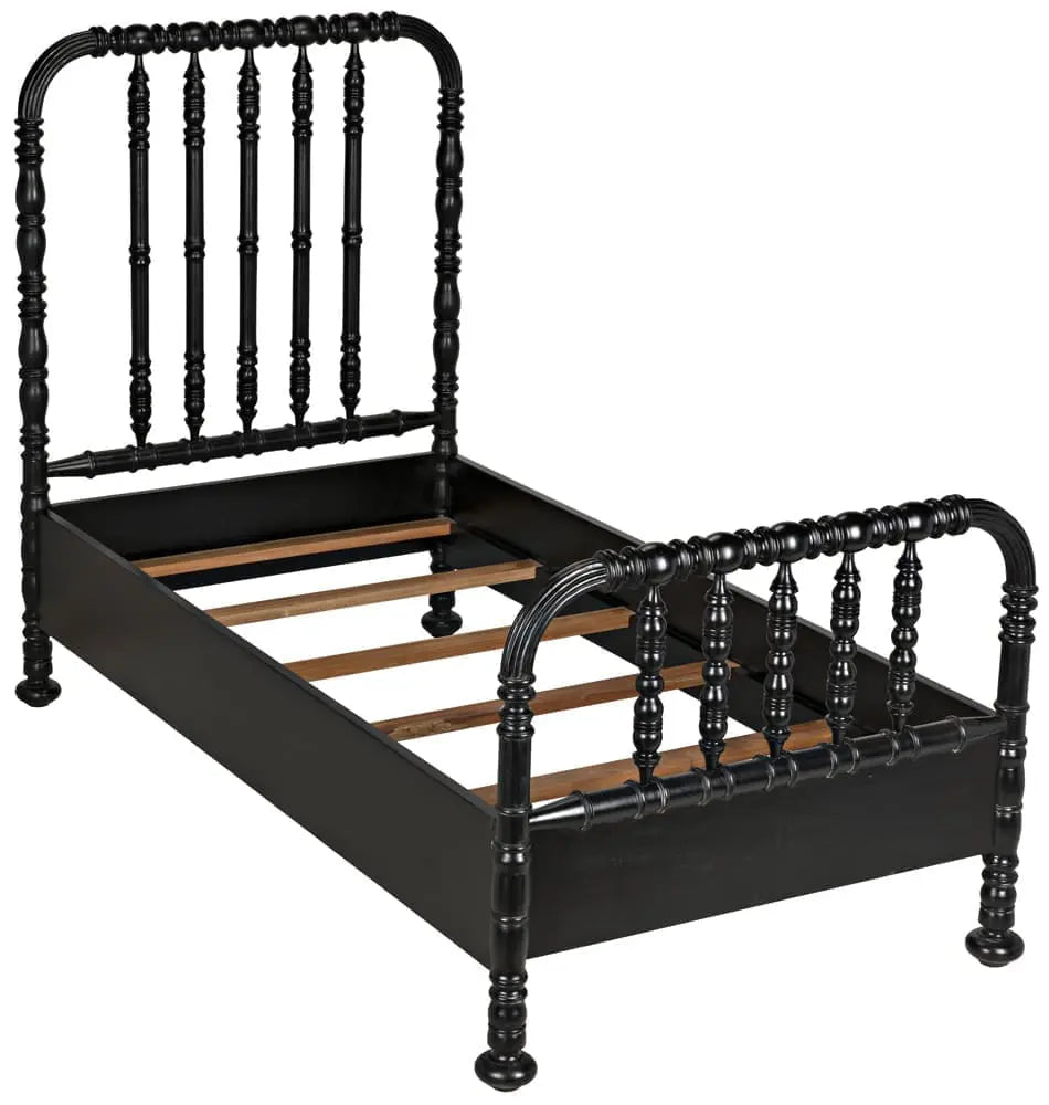 Noir Bachelor Bed, Twin, Hand Rubbed Black