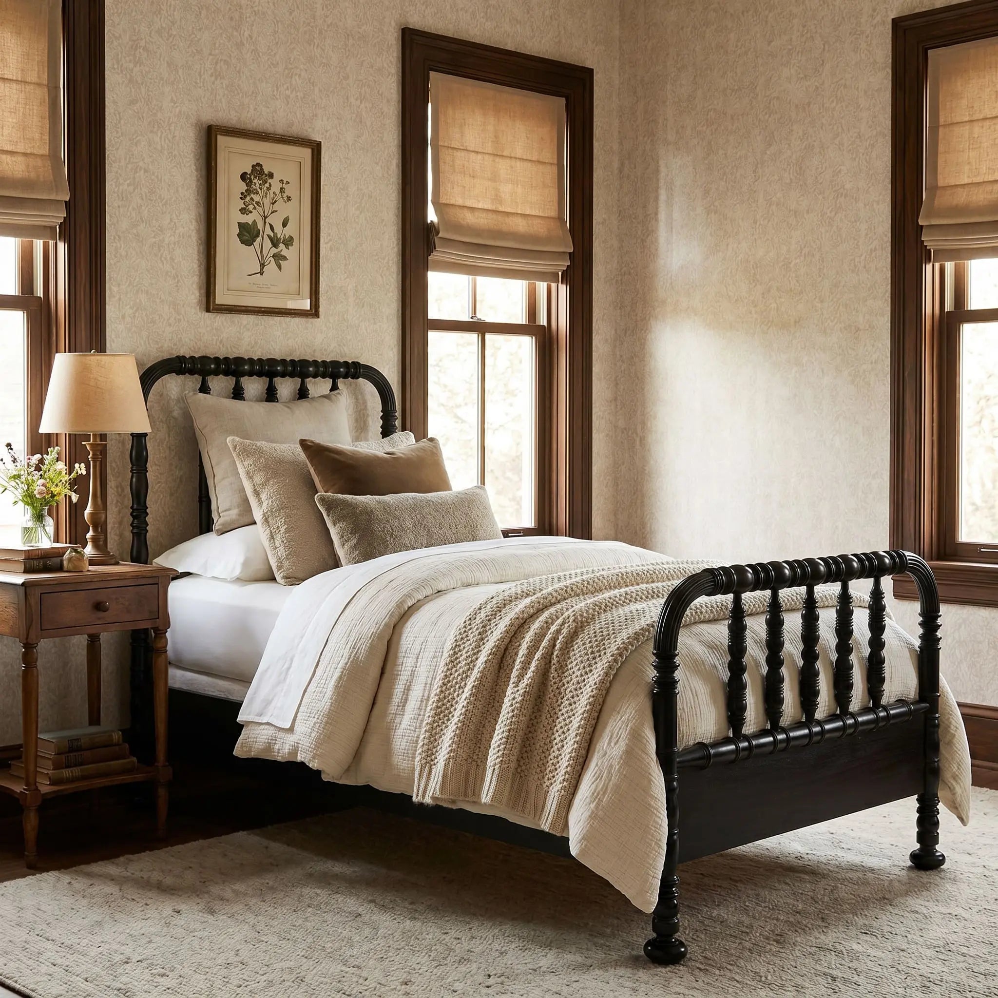 Noir Bachelor Bed, Twin, Hand Rubbed Black