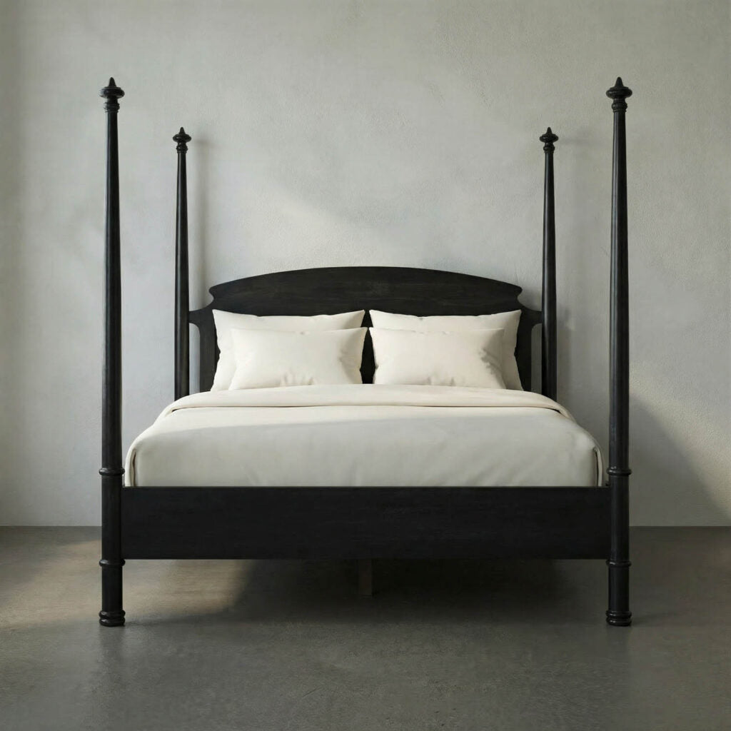 Noir New Douglas Bed, Eastern King, Hand Rubbed Black