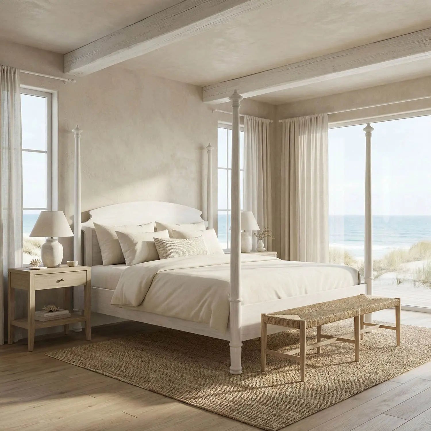 Noir New Douglas Bed, Eastern King, White Wash