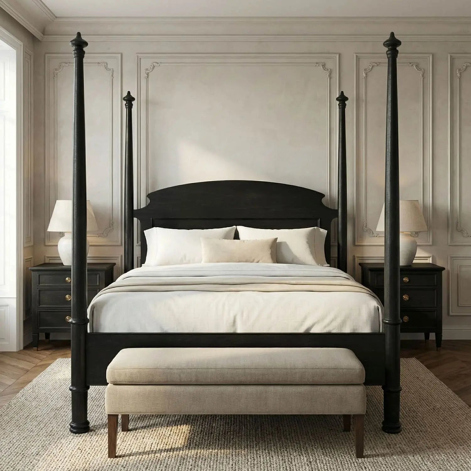 Noir New Douglas Bed, Queen, Hand Rubbed Black