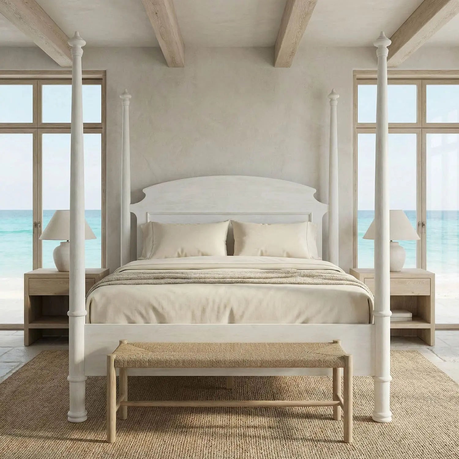 Noir New Douglas Bed, Queen, White Washed