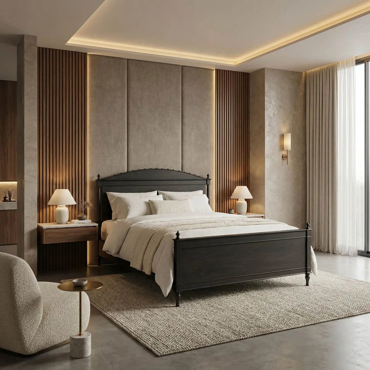 Noir Owen Bed in Pale Mahogany