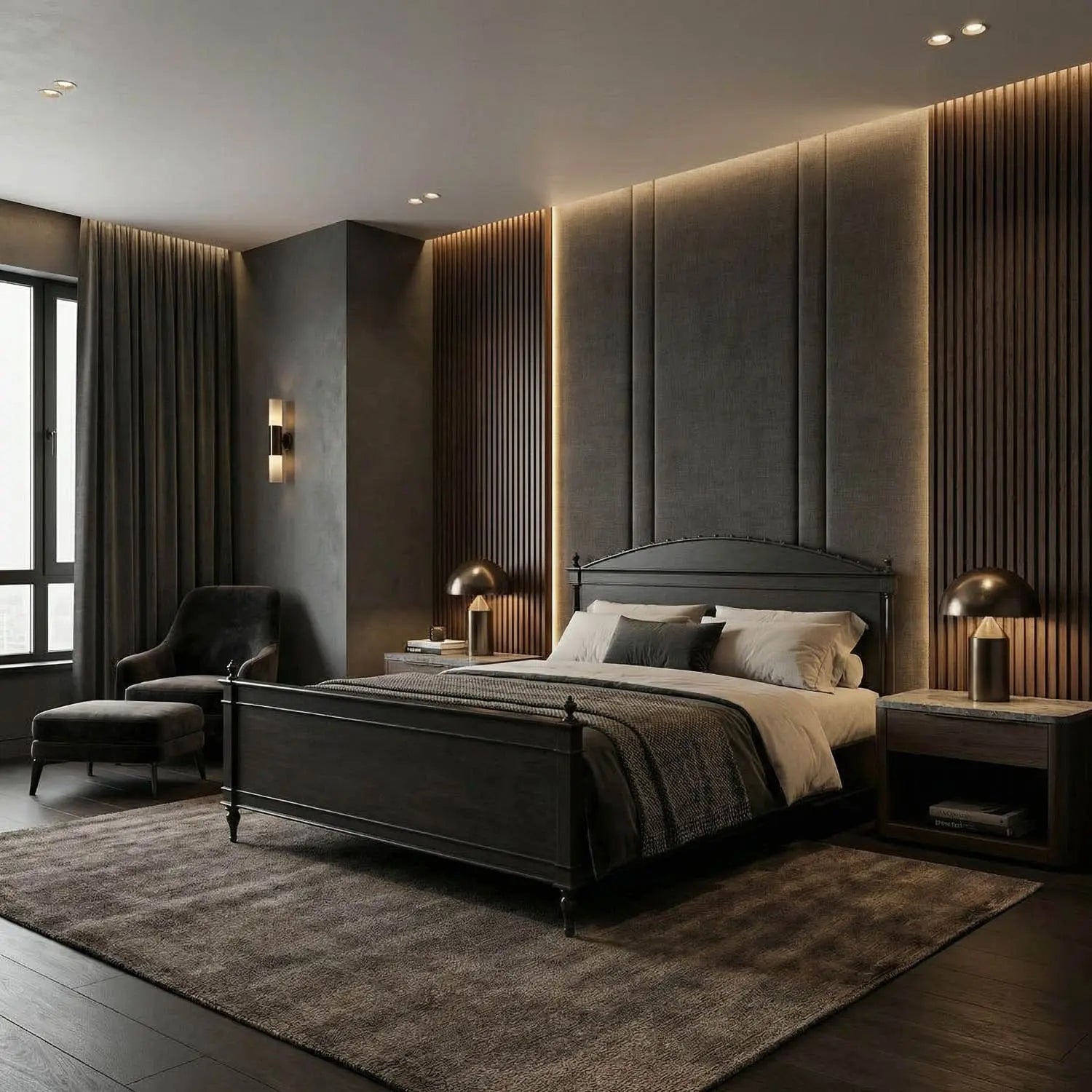 Noir Owen Bed in Pale Mahogany