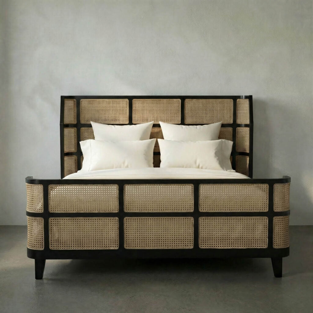 Noir Porto Bed, Eastern King, Hand Rubbed Black