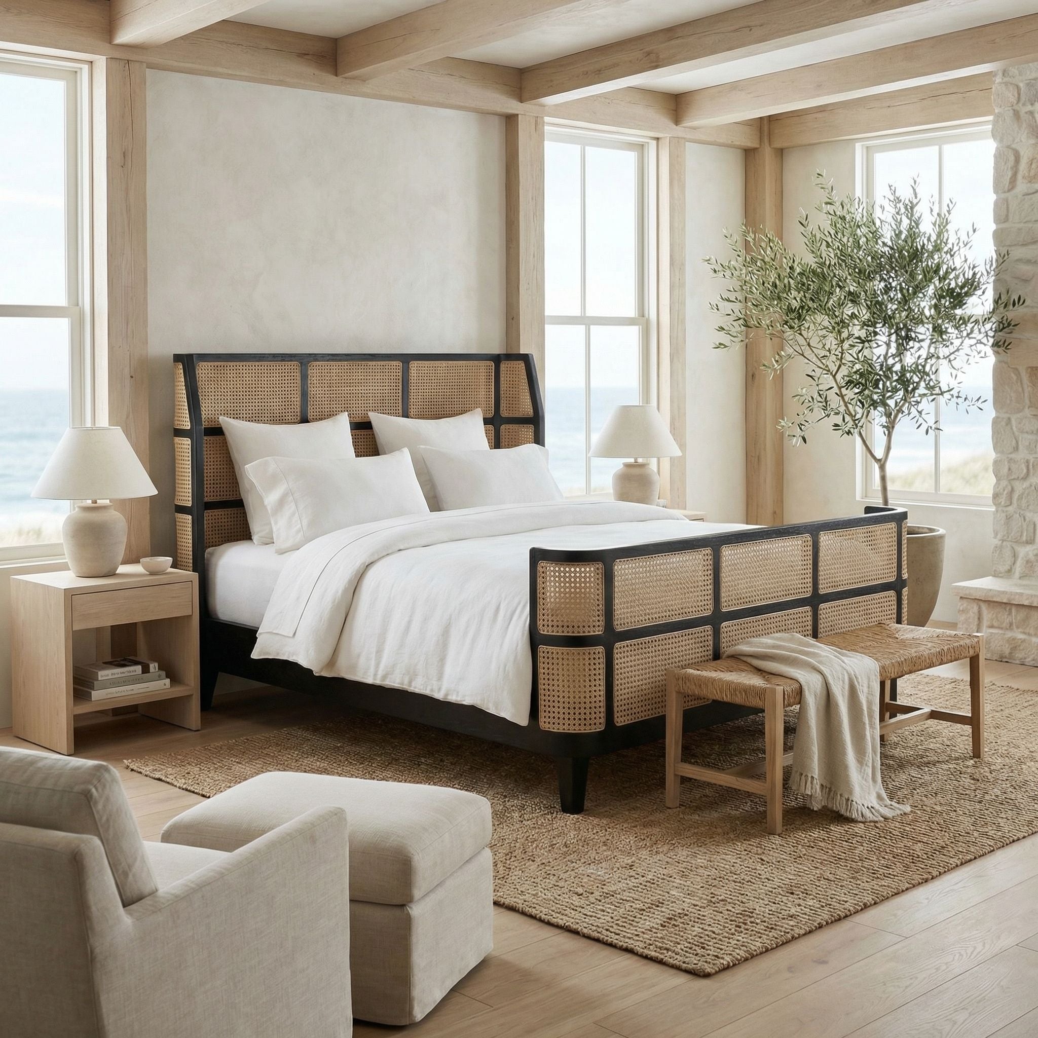 Noir Porto Bed, Queen, Hand Rubbed Black