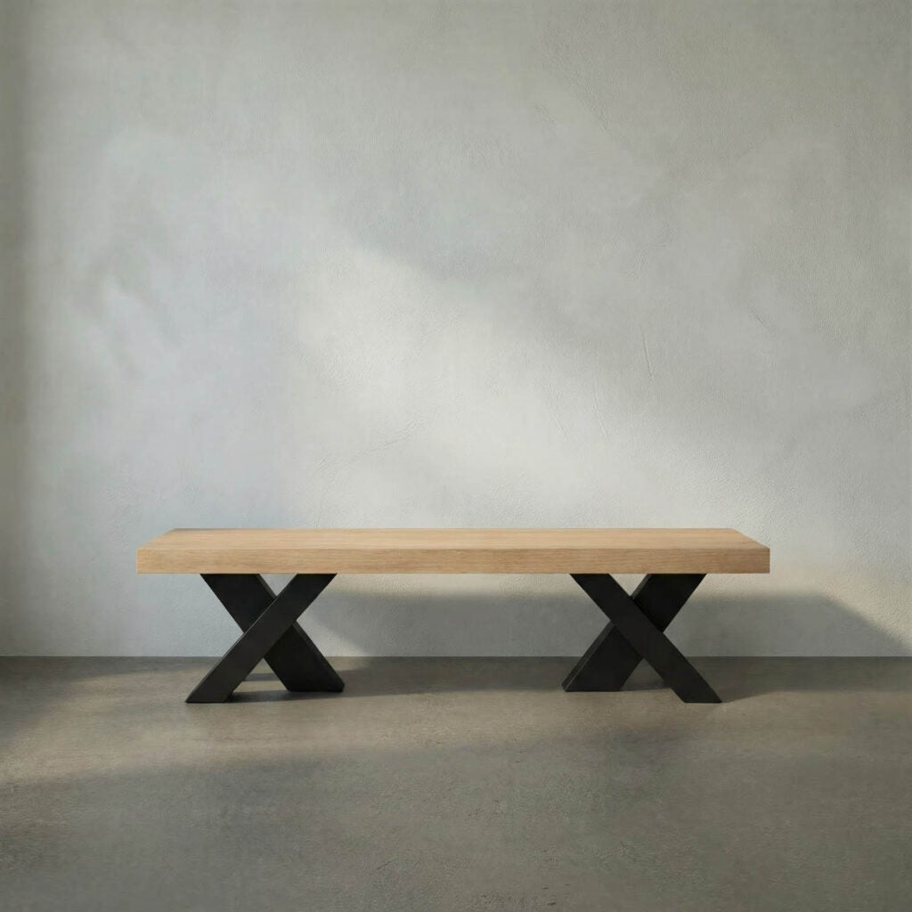 Noir Gravity Bench, White Oak With Metal