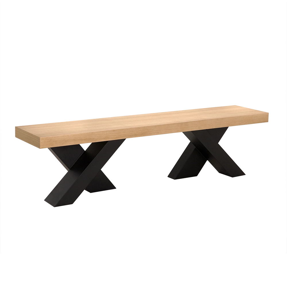 Noir Gravity Bench, White Oak With Metal