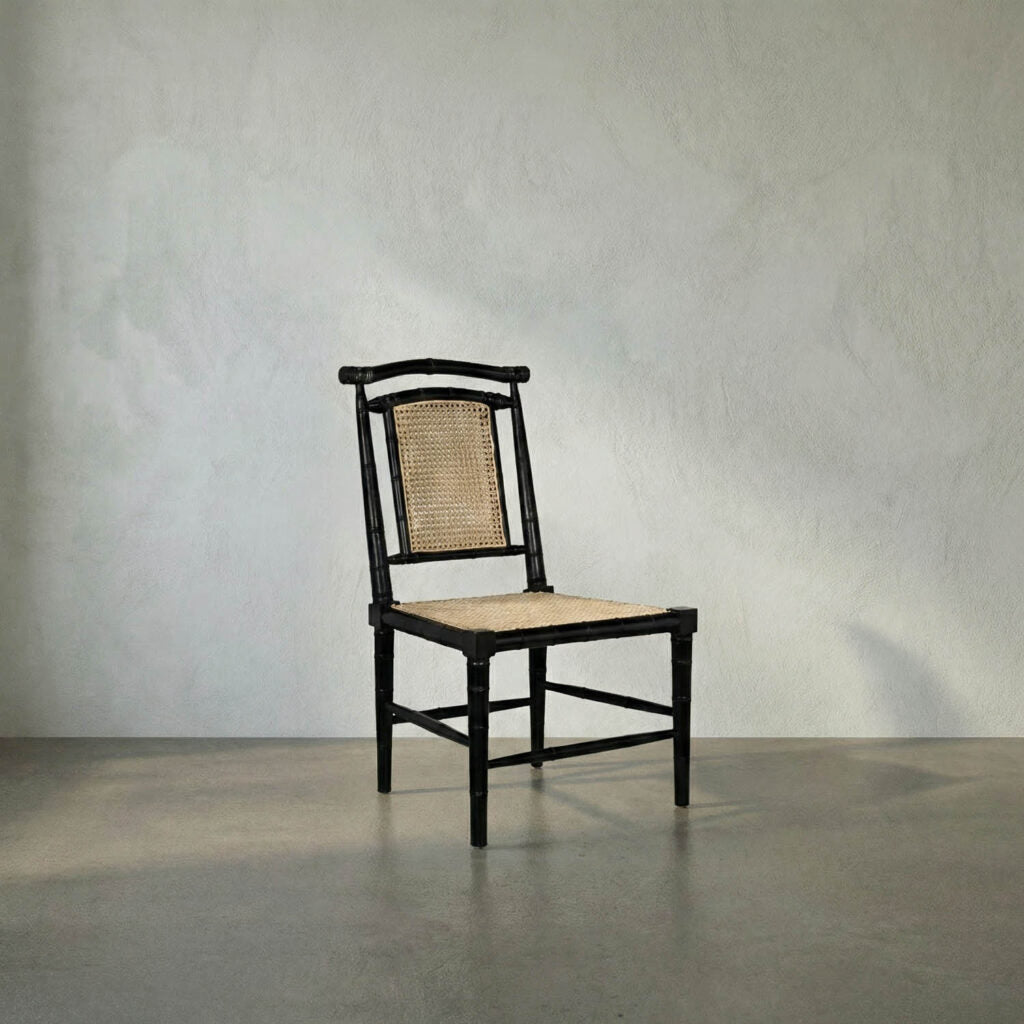 Noir Colonial Bamboo Side Chair, Hand Rubbed Black