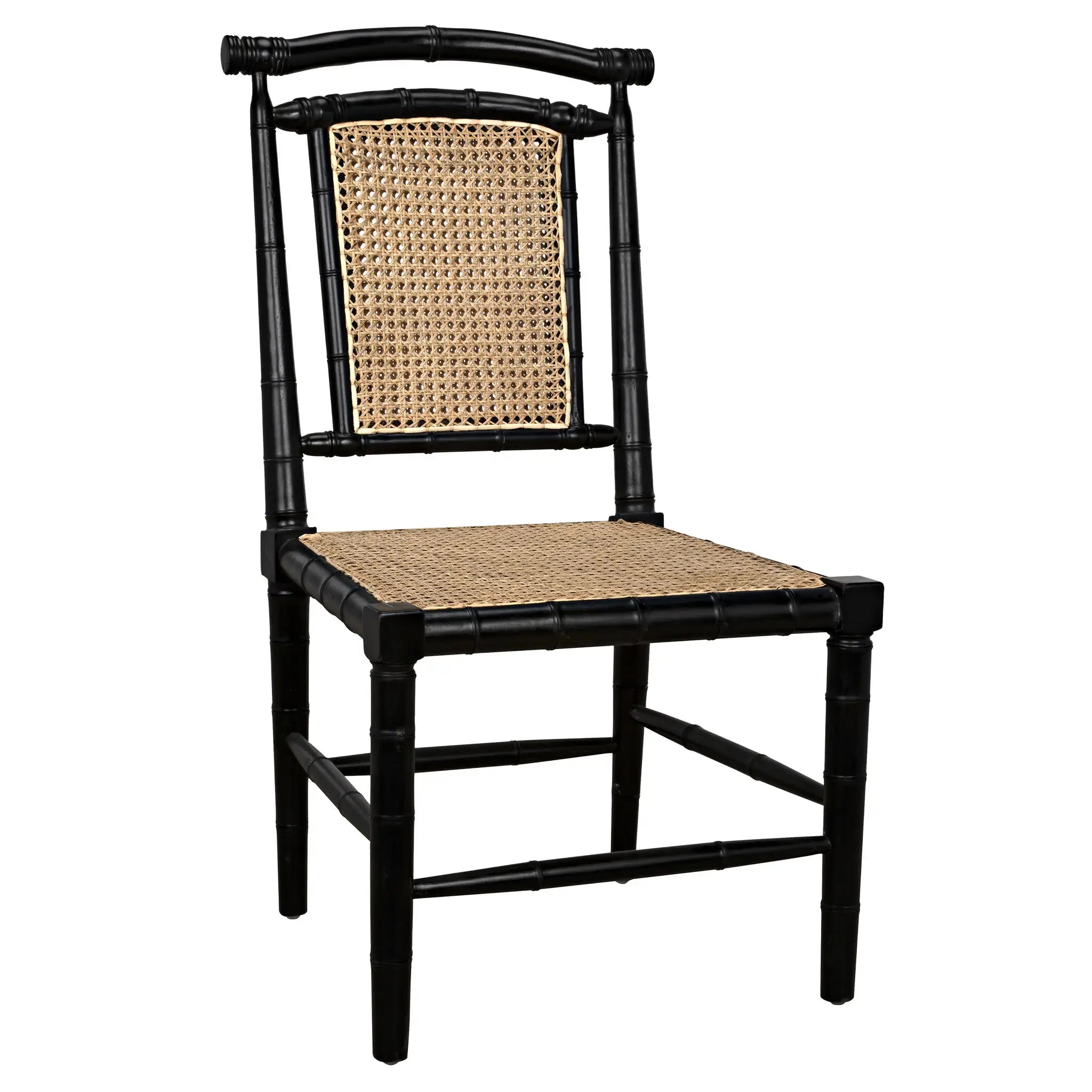 Noir Colonial Bamboo Side Chair, Hand Rubbed Black