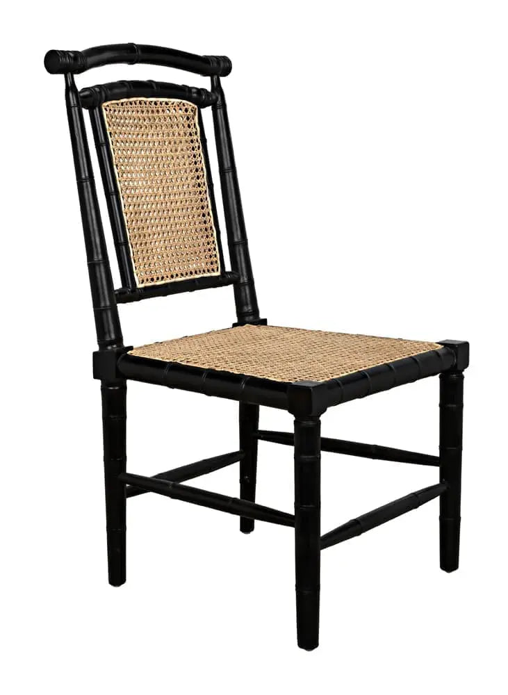 Noir Colonial Bamboo Side Chair, Hand Rubbed Black