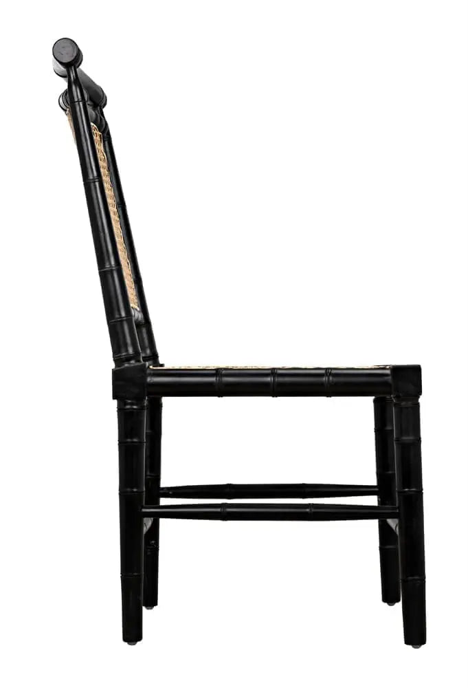Noir Colonial Bamboo Side Chair, Hand Rubbed Black