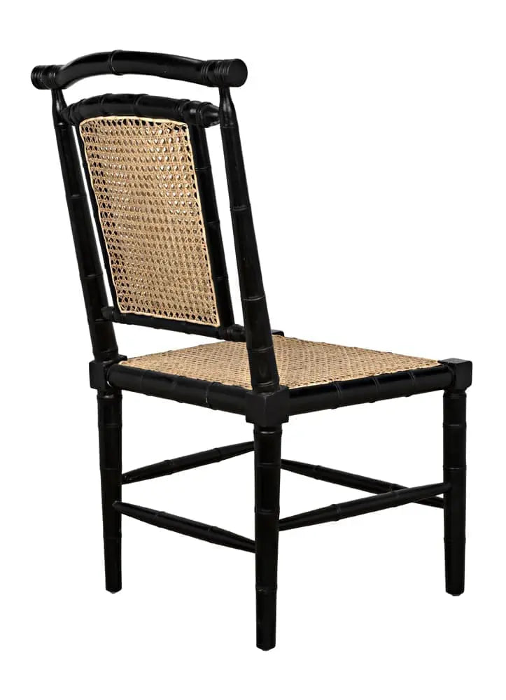 Noir Colonial Bamboo Side Chair, Hand Rubbed Black