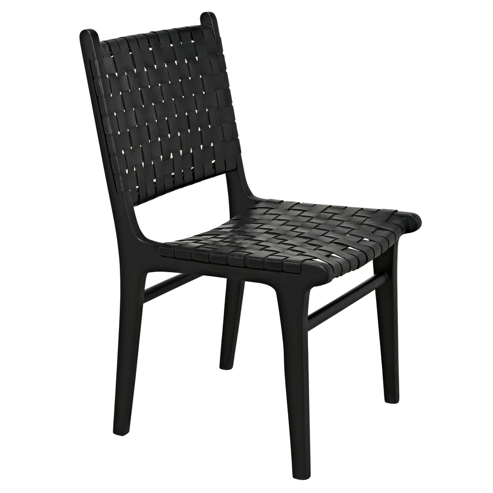 Noir Dede Dining Chair, Leather, Black