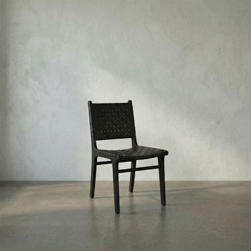 Noir Dede Dining Chair, Leather, Black