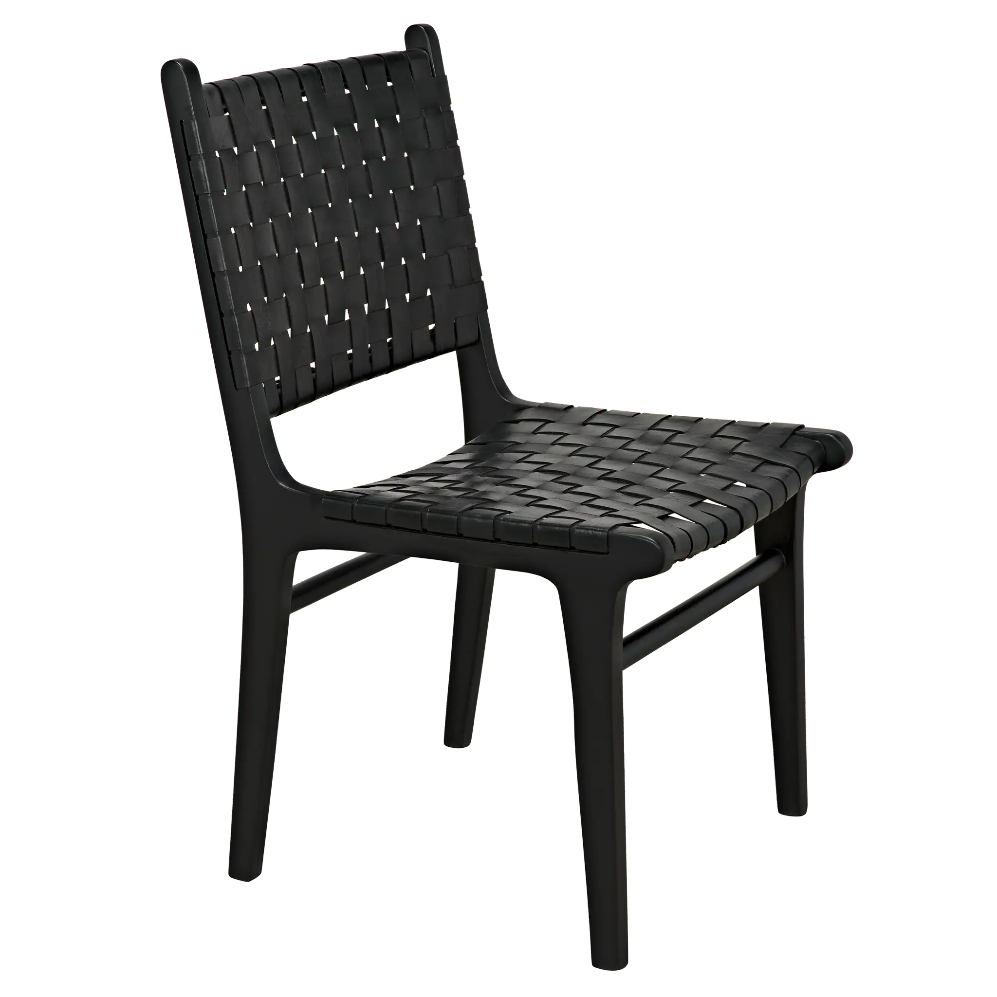 Noir Dede Dining Chair, Leather, Black