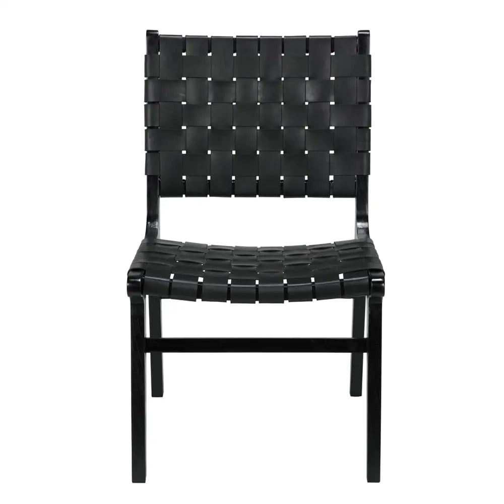 Noir Dede Dining Chair, Leather, Black