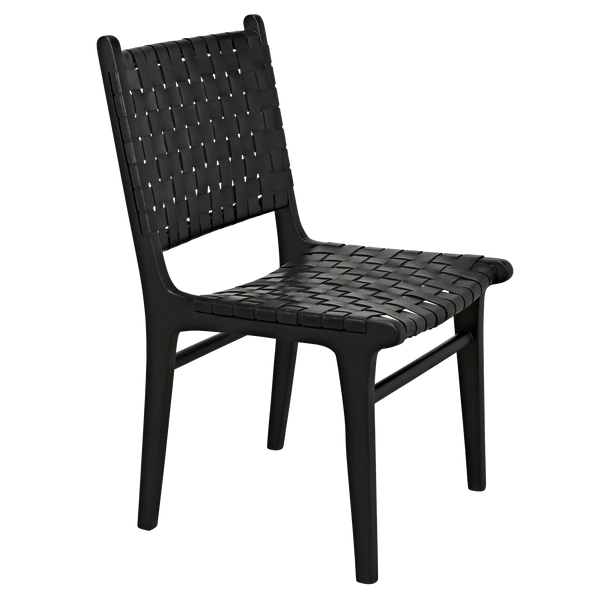 Noir Dede Dining Chair, Leather, Black