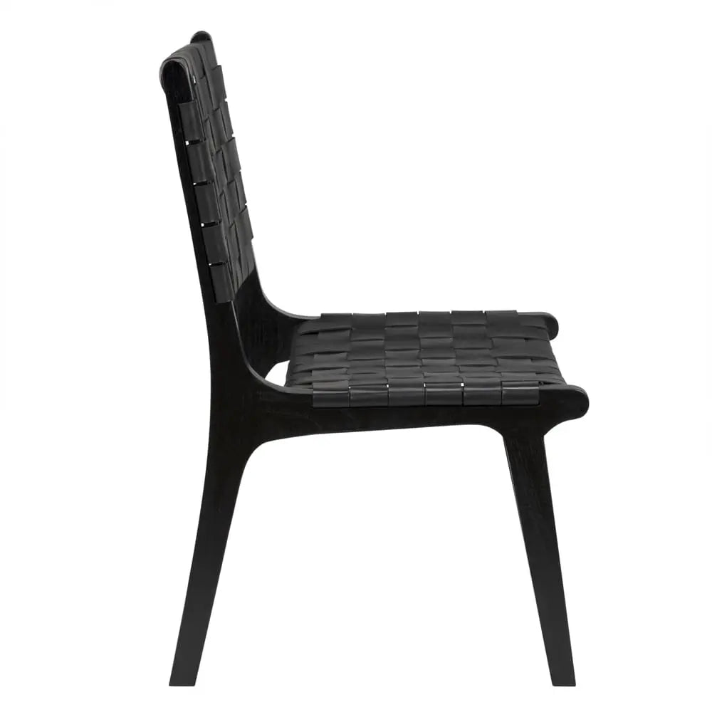 Noir Dede Dining Chair, Leather, Black