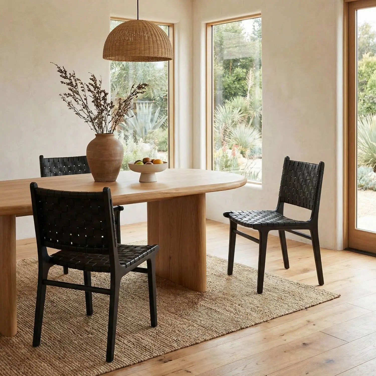 Noir Dede Dining Chair, Leather, Black