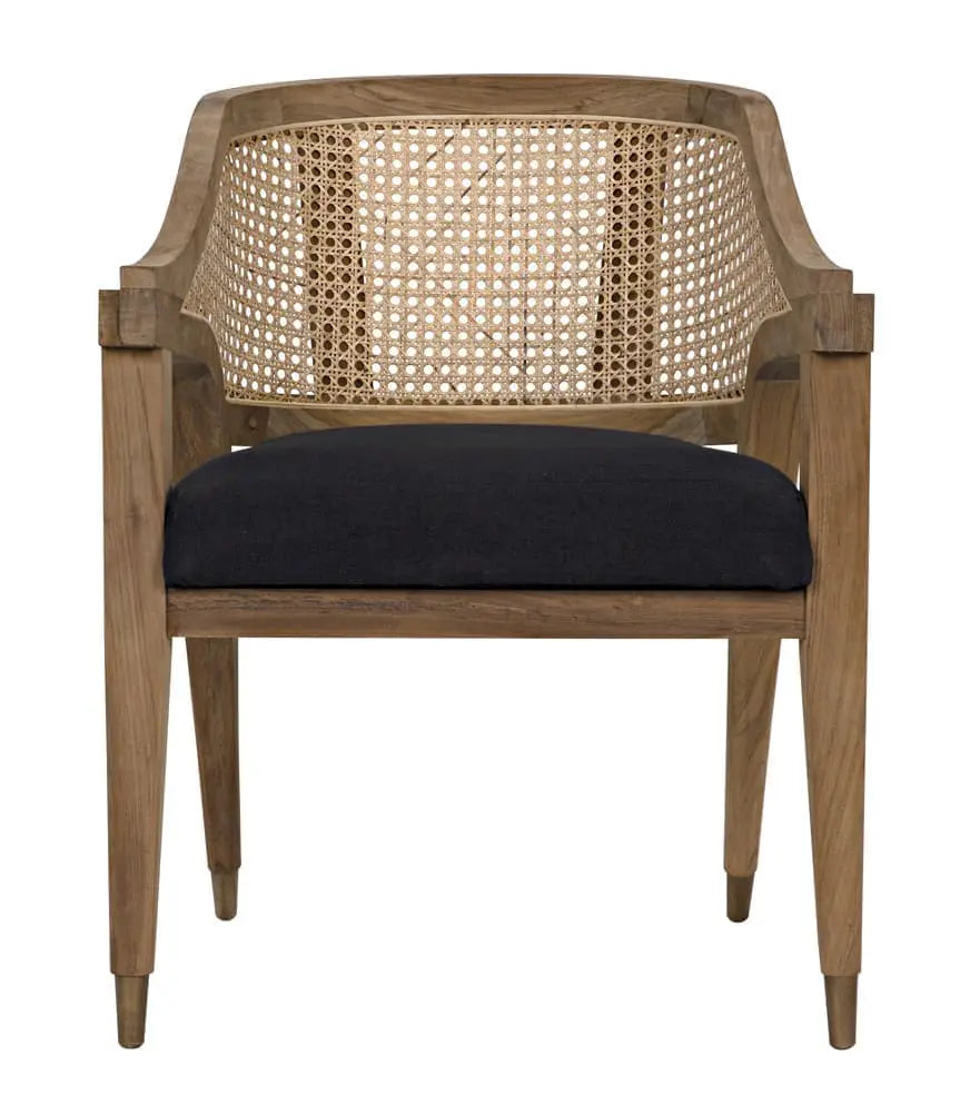 Noir Chloe Chair, Teak, Caning, And Black Cotton