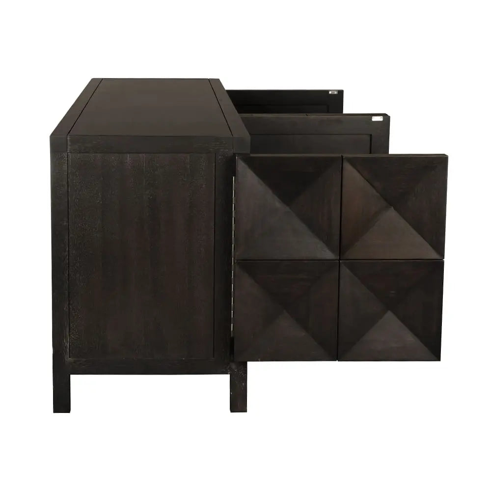 Noir Quadrant 4 Door Sideboard, Ebony