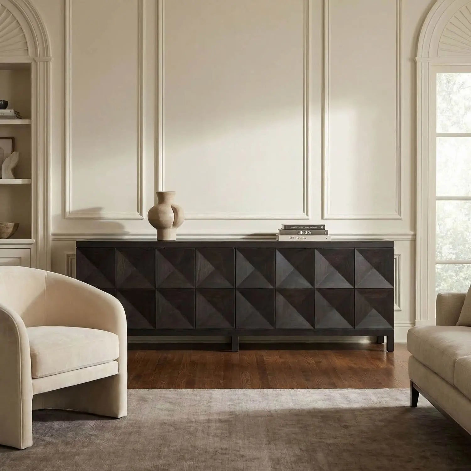 Noir Quadrant 4 Door Sideboard, Ebony