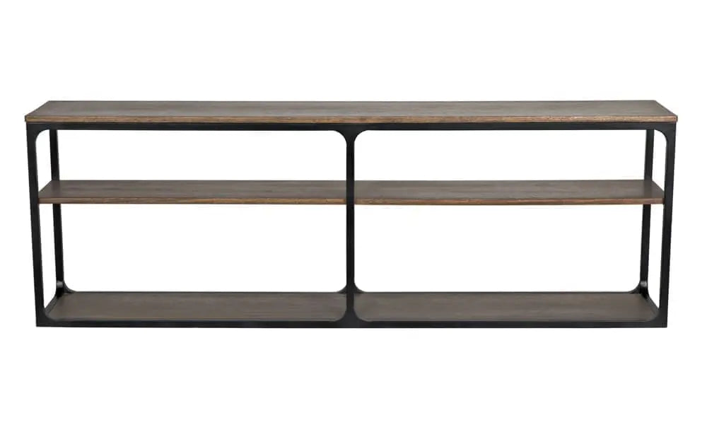 Noir Novie Console Black Steel With Dark Walnut