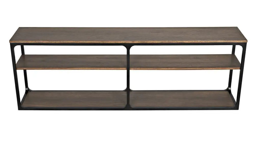 Noir Novie Console Black Steel With Dark Walnut