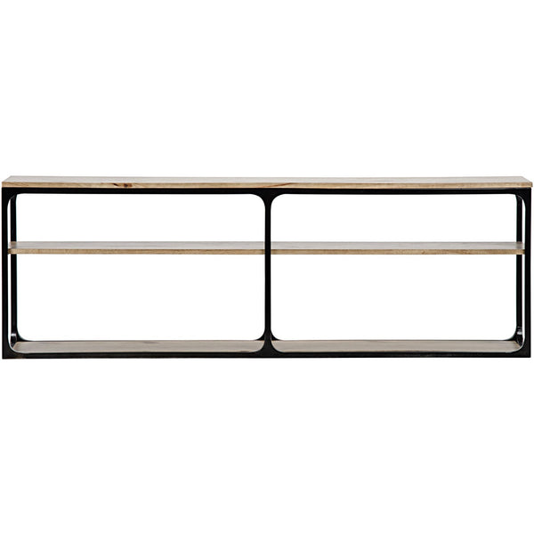 Noir Novie Console Black Steel With Dark Walnut