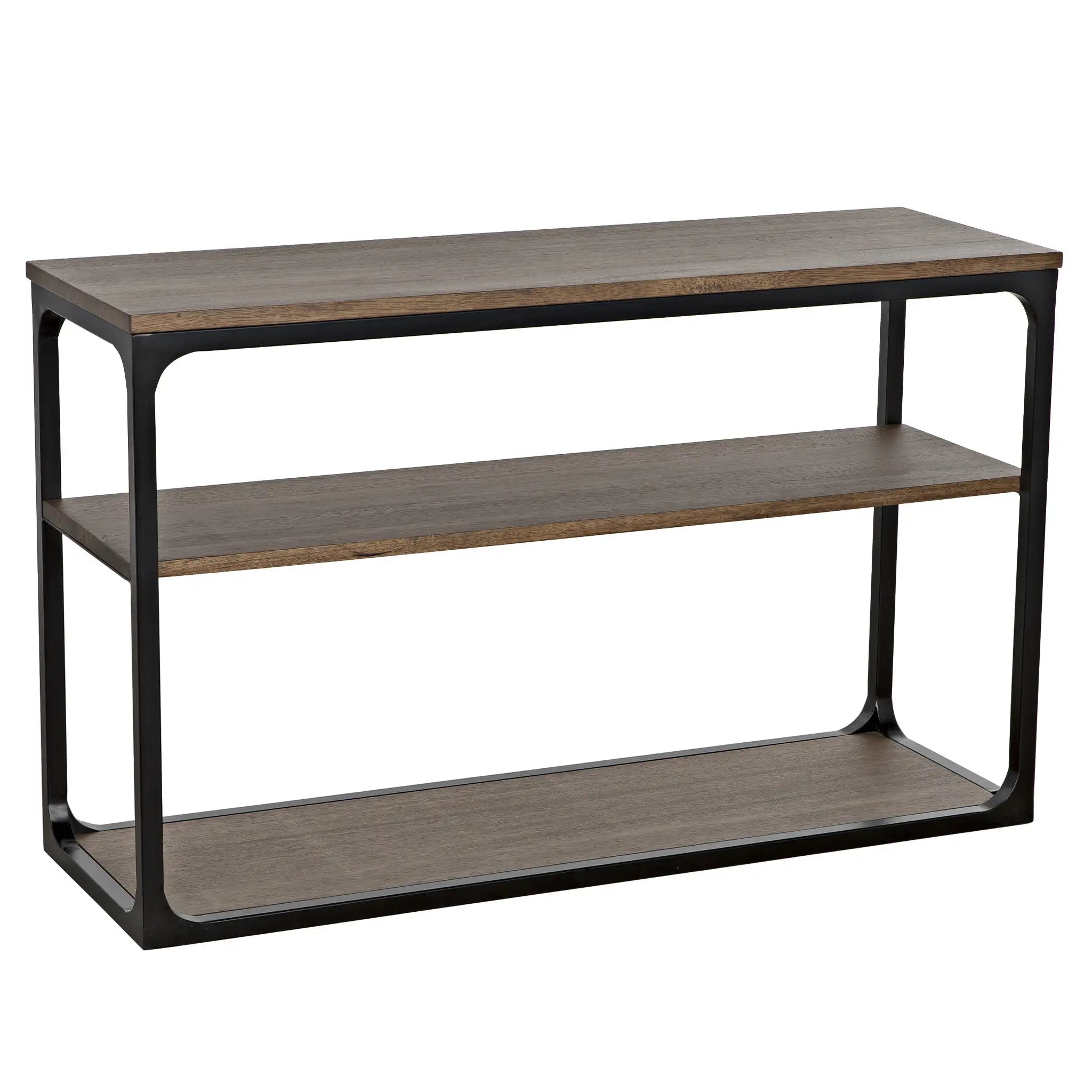 Noir Novie Console Black Steel With Dark Walnut