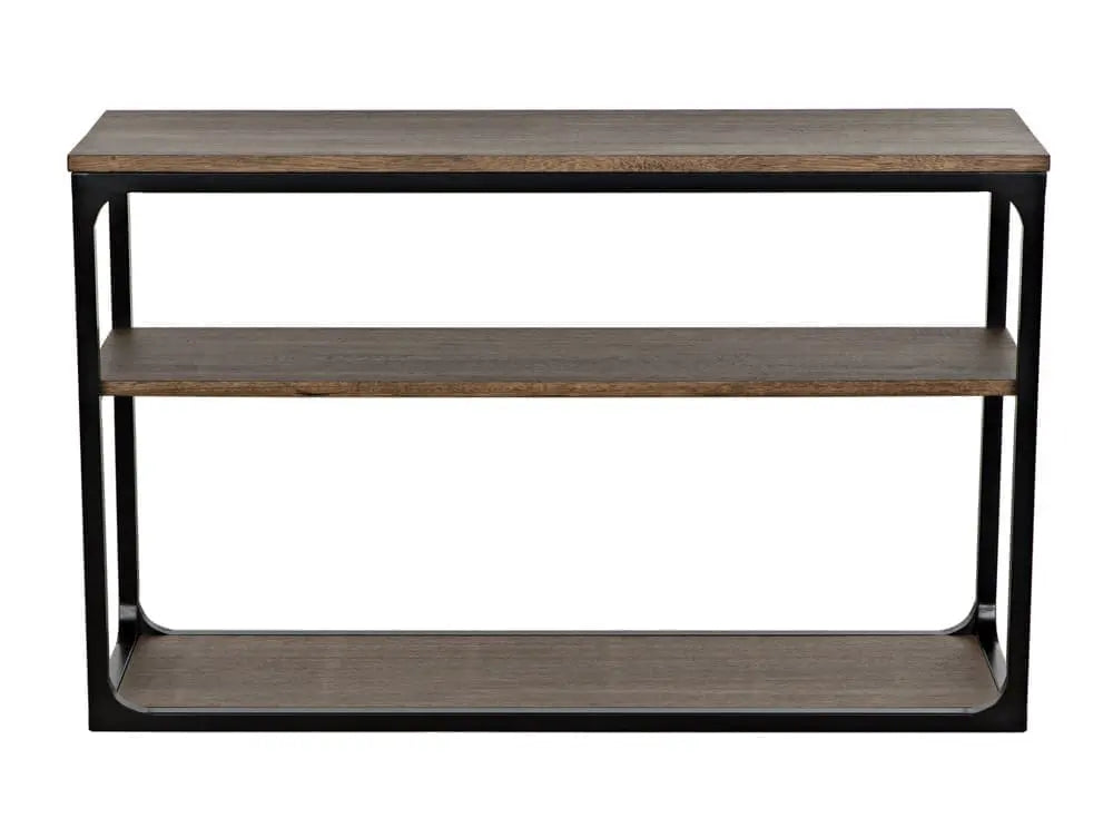 Noir Novie Console Black Steel With Dark Walnut