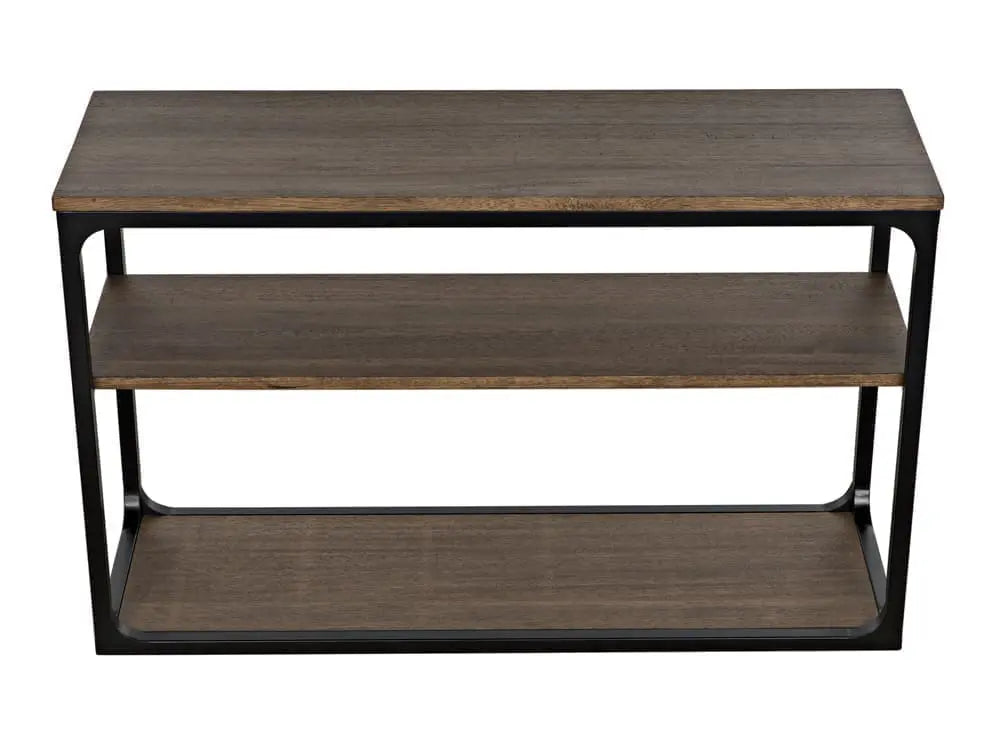 Noir Novie Console Black Steel With Dark Walnut