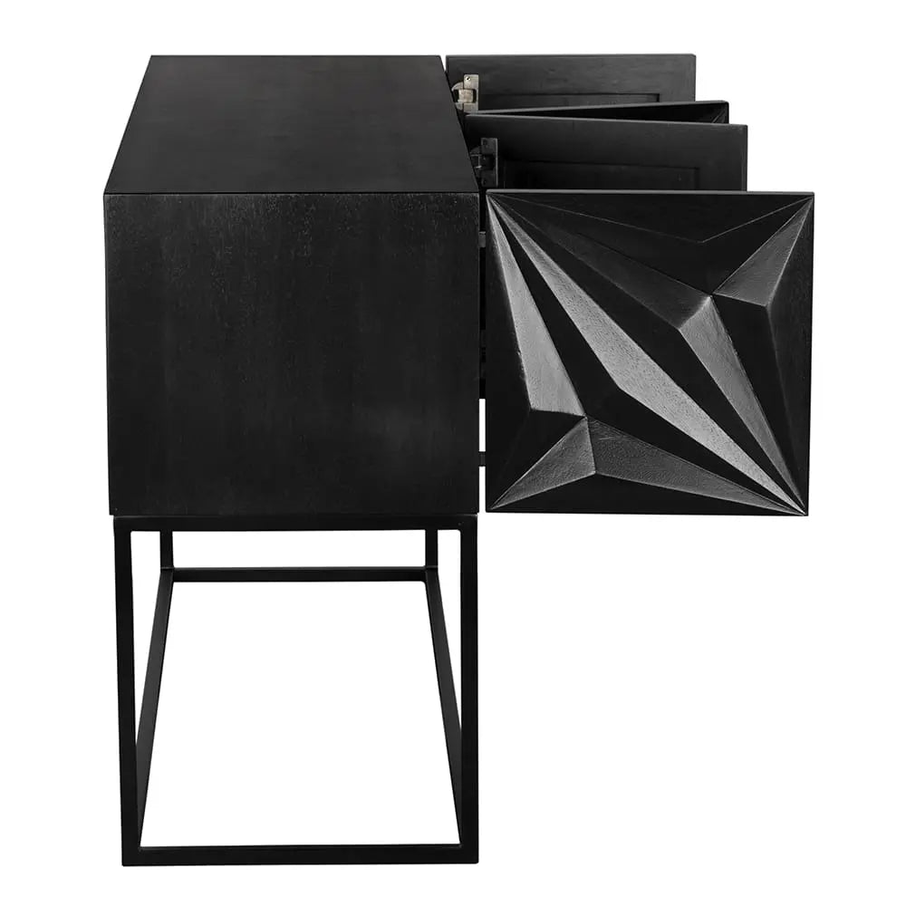 Noir Zurich Console, Ebony Walnut With Steel