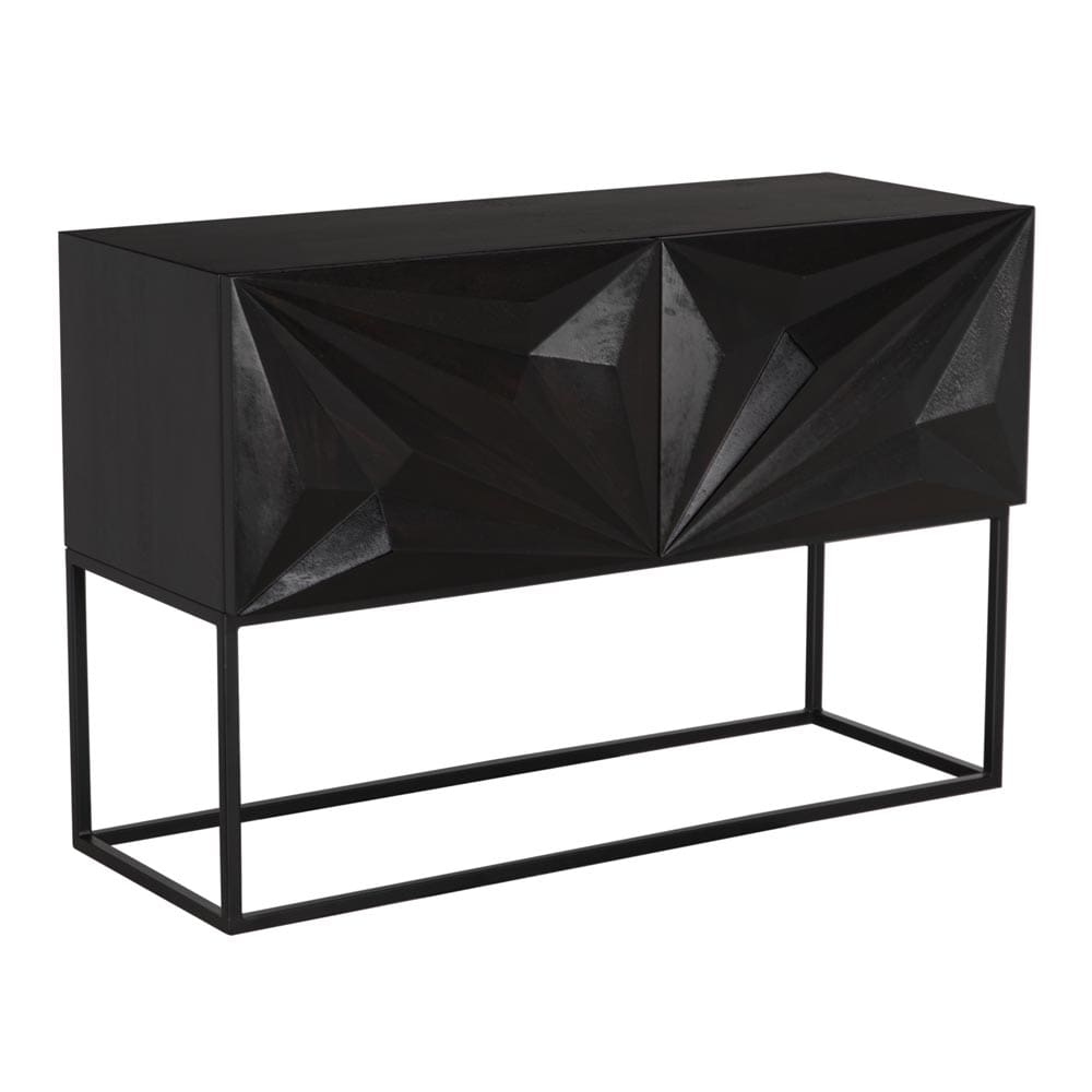 Noir Small Zurich Console, Ebony Walnut With Steel