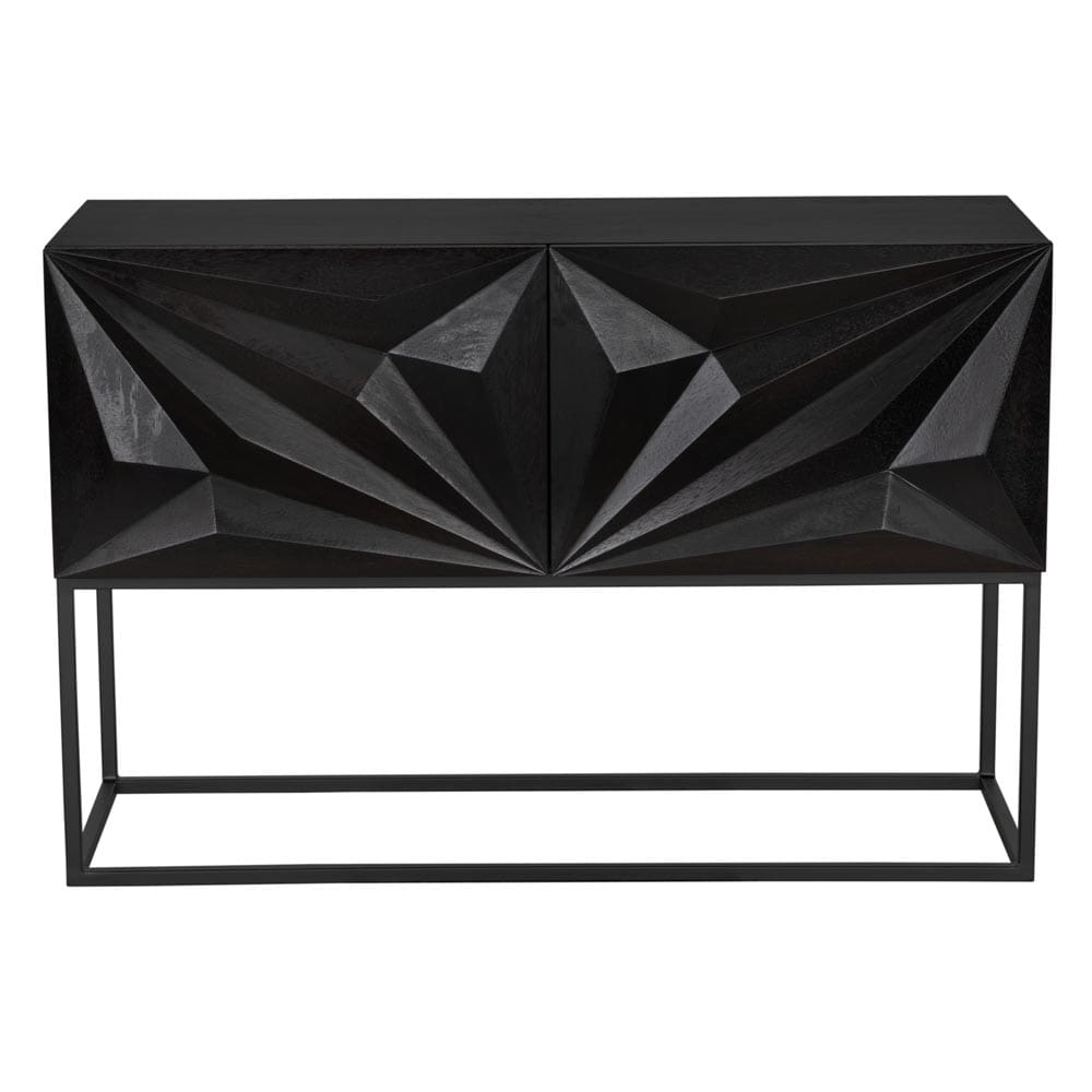 Noir Small Zurich Console, Ebony Walnut With Steel