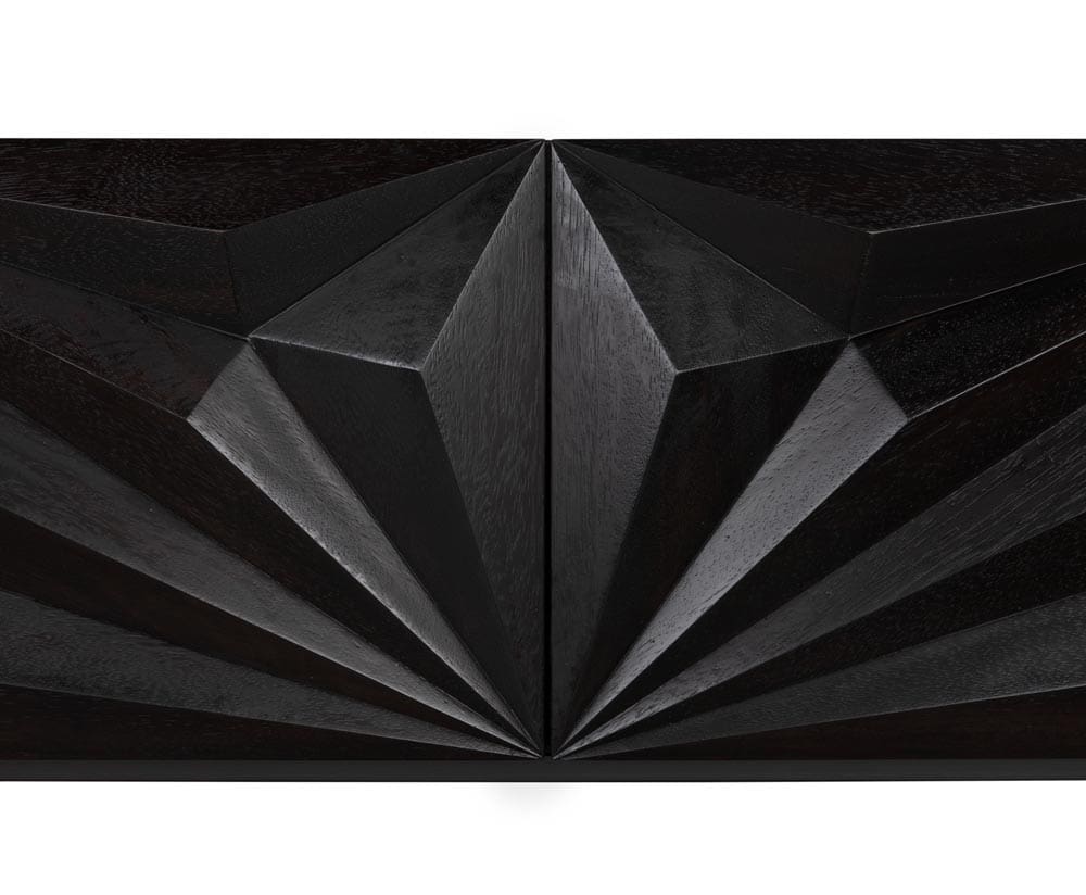 Noir Small Zurich Console, Ebony Walnut With Steel