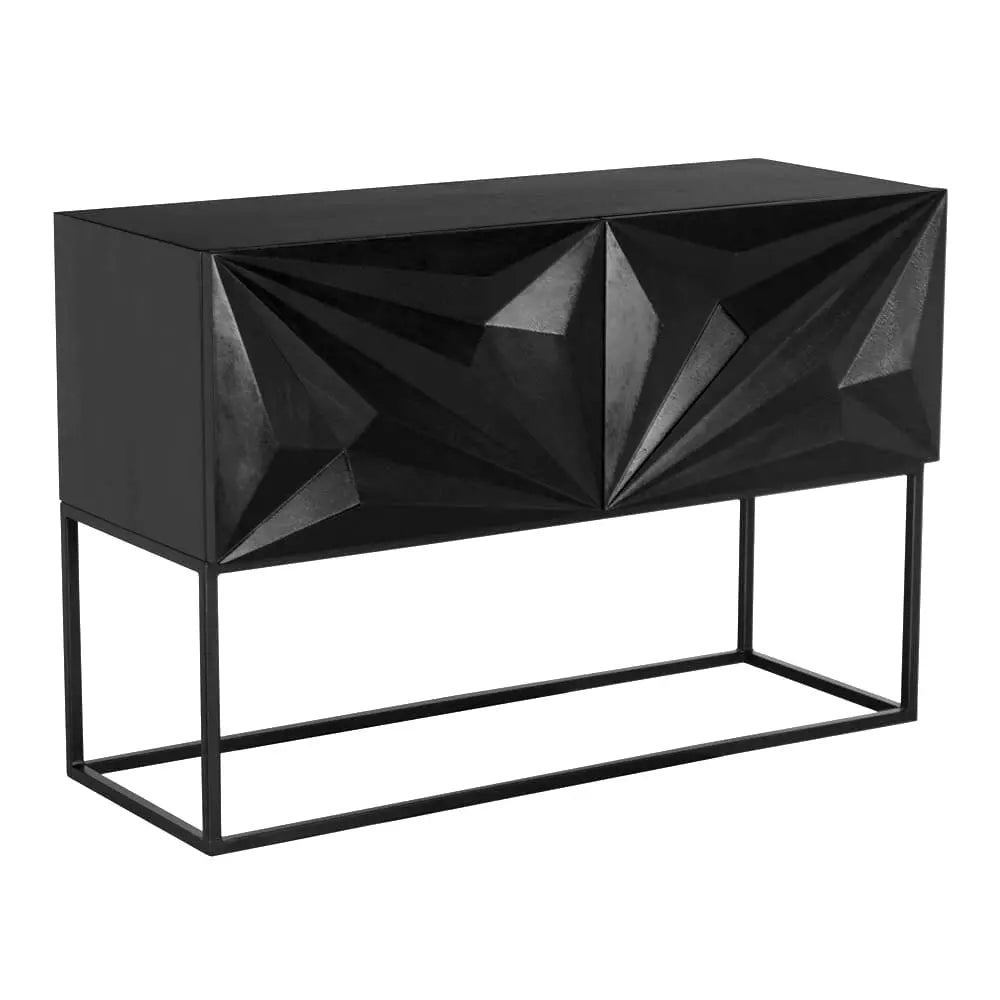 Noir Small Zurich Console, Ebony Walnut With Steel