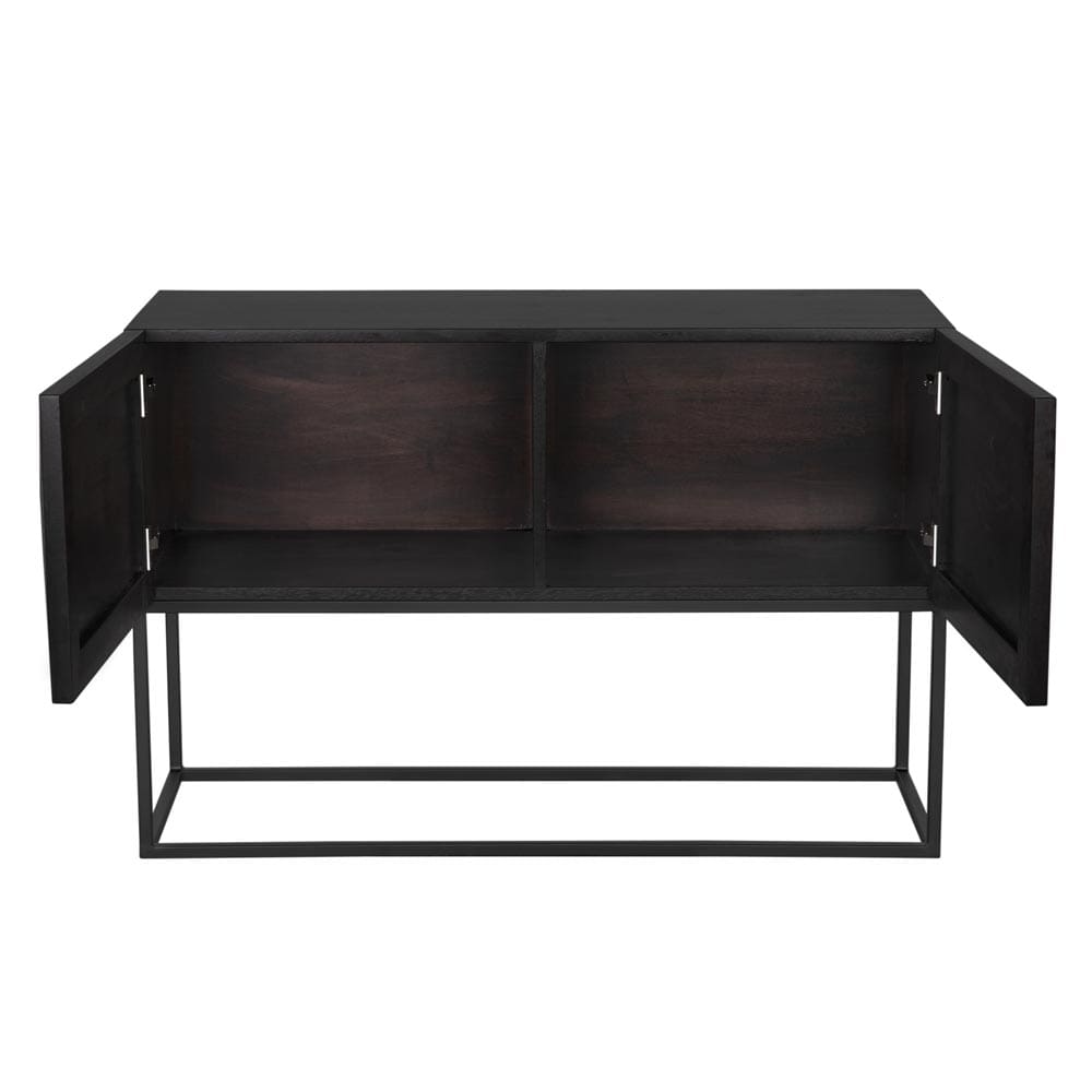 Noir Small Zurich Console, Ebony Walnut With Steel