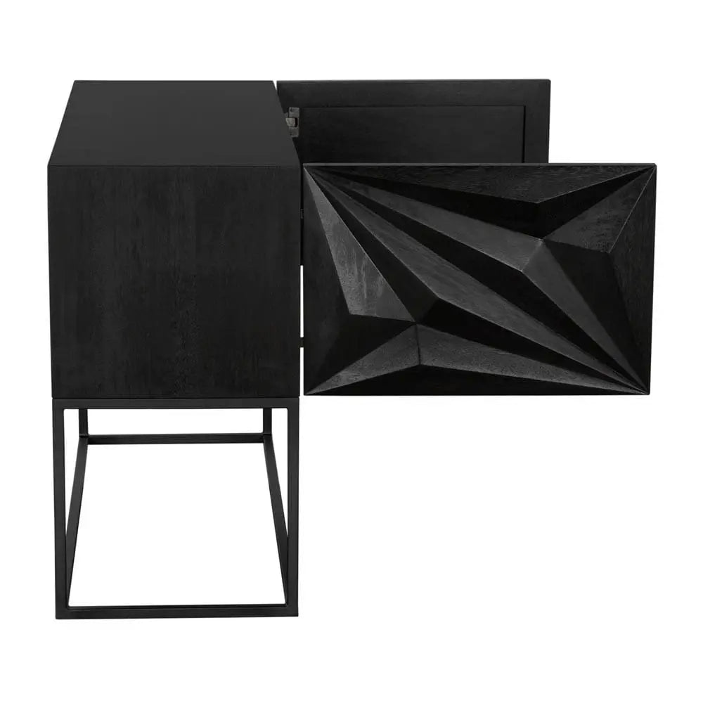 Noir Small Zurich Console, Ebony Walnut With Steel