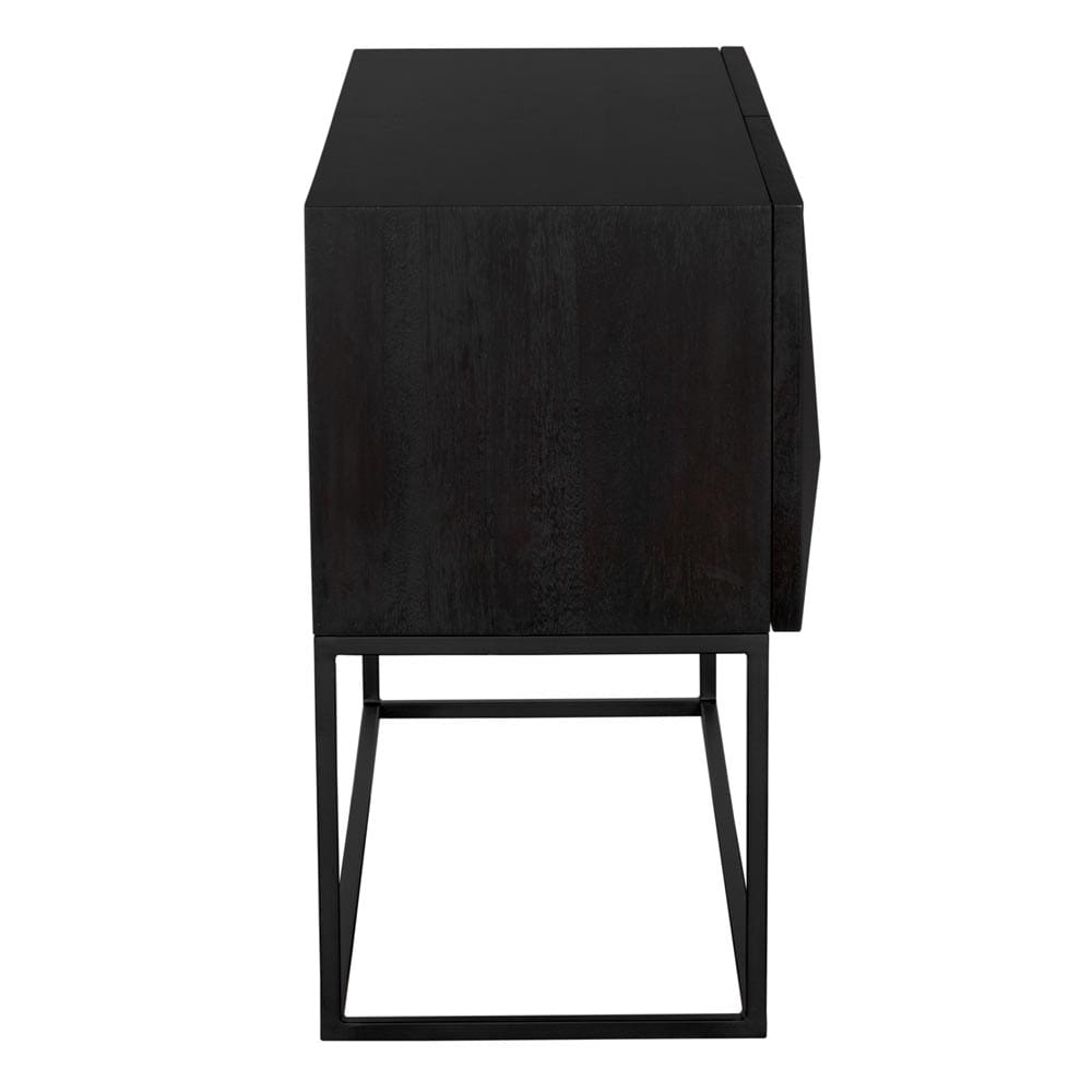 Noir Small Zurich Console, Ebony Walnut With Steel